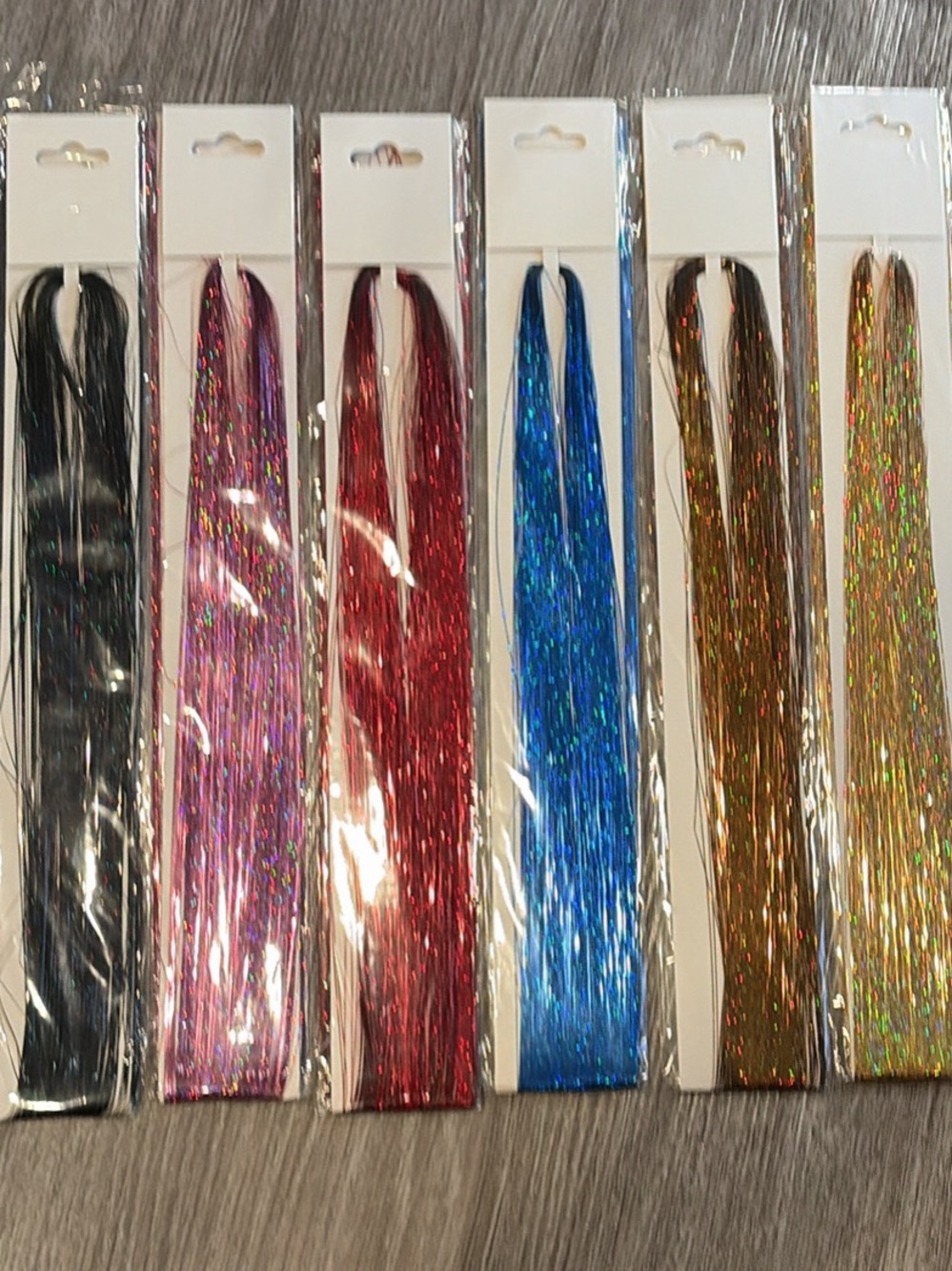 6 packs of brand new hair tinsel